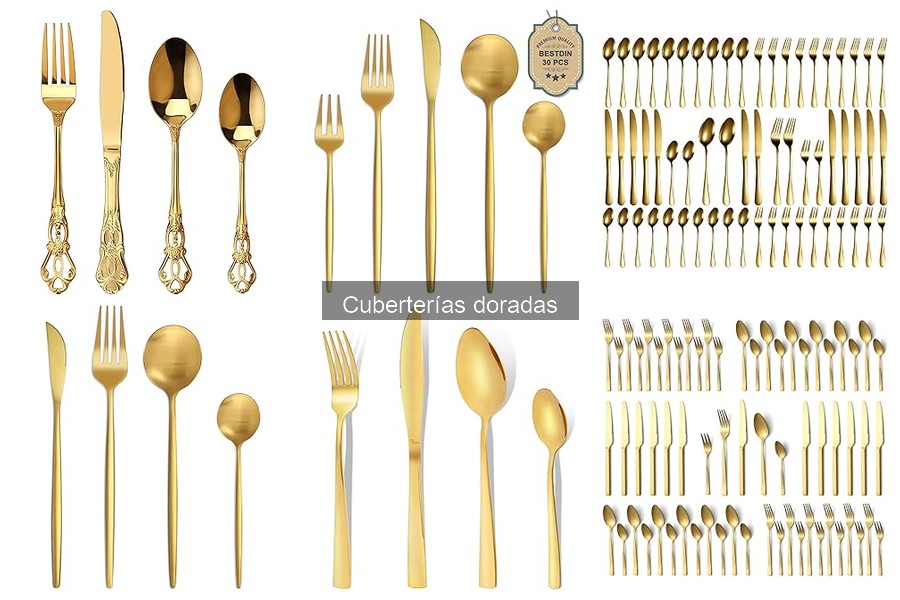Tipos de cuberterías doradas: estilos y materiales